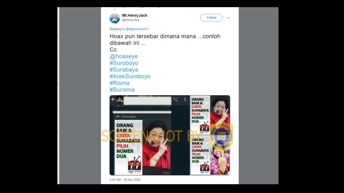 Des Photos En Circulation De Megawati Et Risma Soutiennent Le Candidat Numéro 2 De La Surabaya Pilkada 2020 ? Vérifier Les Faits