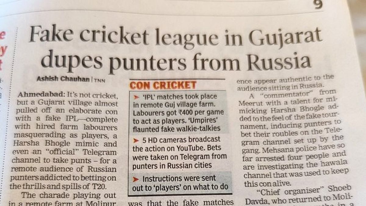 Penipuan Epik! Petani di India Buat Turnamen Kriket Palsu untuk Tipu Penjudi dari Rusia Selama Dua Minggu,  