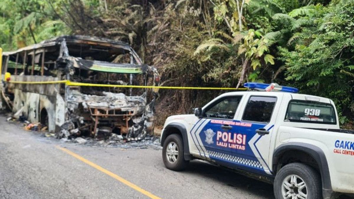 Diduga Arus Pendek, Bus Rute Medan-Jakarta Terbakar di Jalan Lintas Bukittinggi