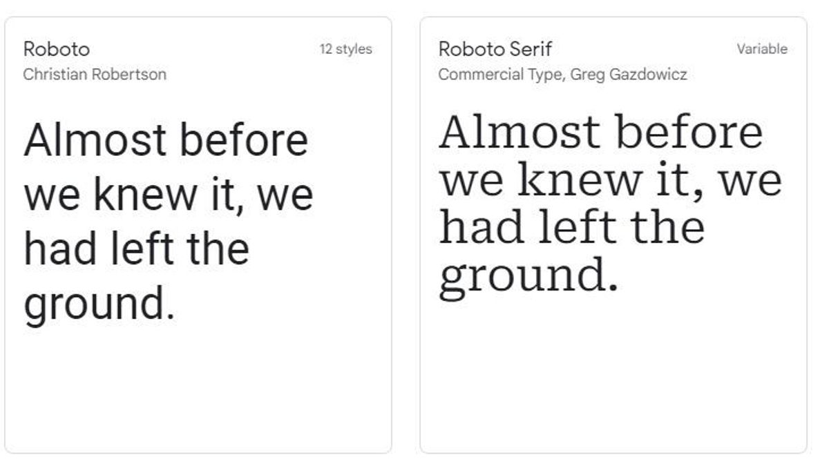 谷歌推出来自Roboto家族的新字体类型，它声称更清楚