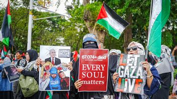 Dua Tahun Genosida di Gaza, Massa Solidaritas Palestina Unjuk Rasa di Kedubes Amerika