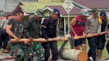 Brimob Polda Aceh dan TNI Bangun Jembatan Darurat di Aceh Singkil