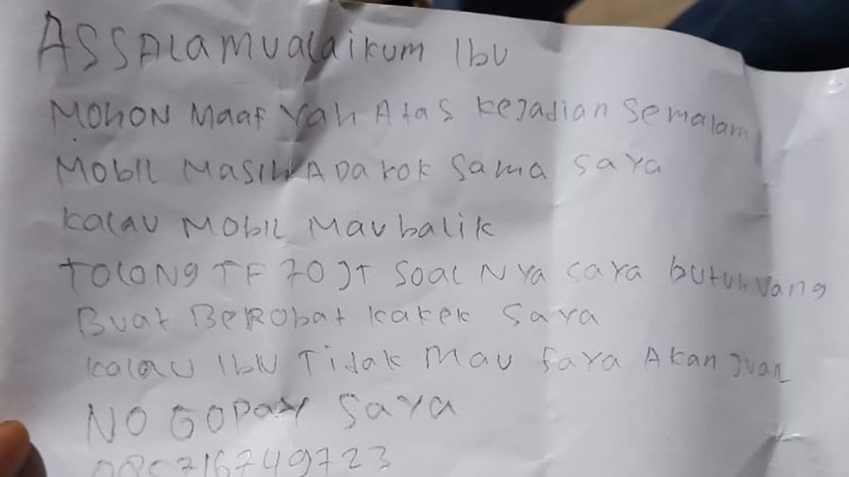 Online Taxi Robbers Send Letters Of Kaleng Selling Sadness Asking For IDR 70 Million