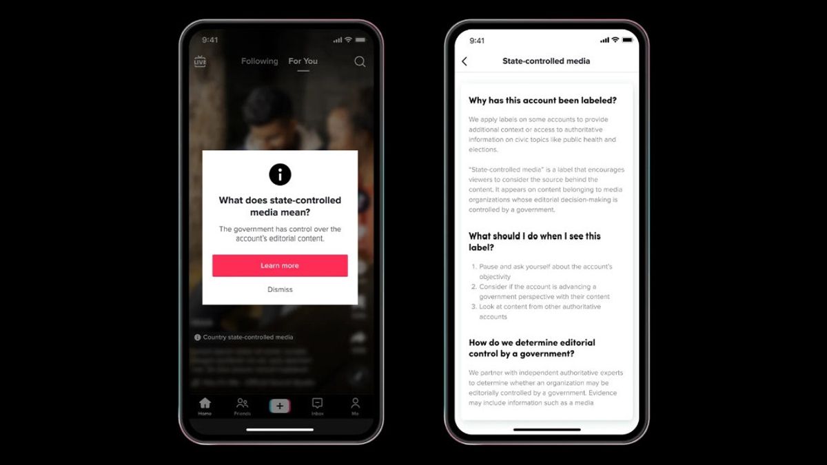 TikTokは、中国を含む40か国で政府が管理するメディアアカウントのラベルを拡大します!