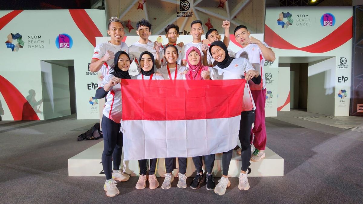 印度尼西亚悬崖攀登在2023年快捷IFSC大师赛上的领奖台
