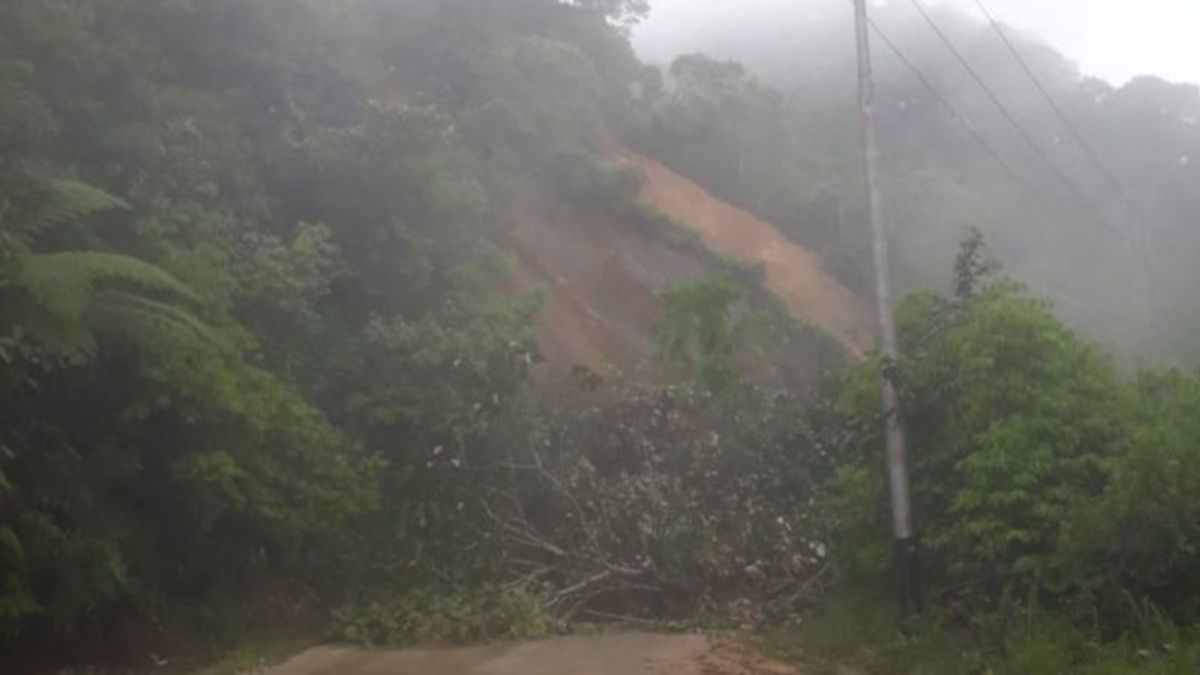انهيار أرضي يكسر الطريق الإقليمي في مالالاك أغام ، غرب سومطرة