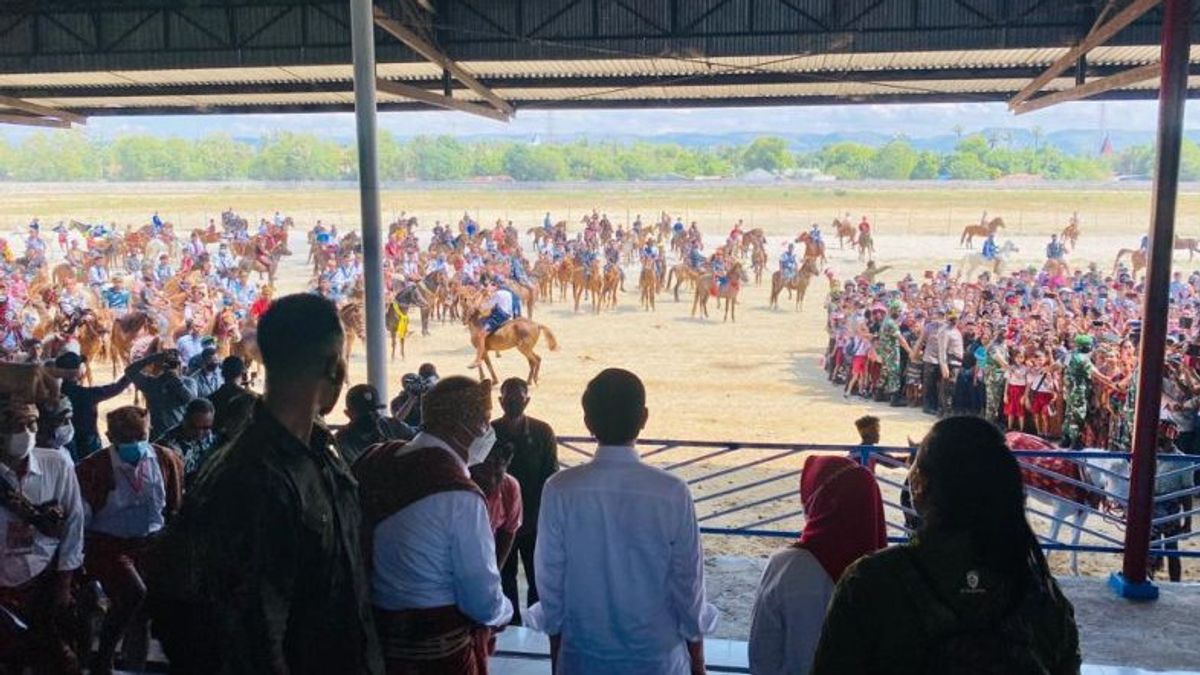 Jokowi Watches Horse Racing Exhibition In East Sumba In NTT, First Lady Invites Elementary School Students Closer: Come Here