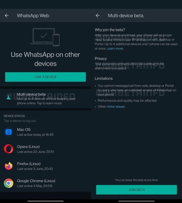使用户更容易，现在您可以同时使用来自四个设备的 WhatsApp