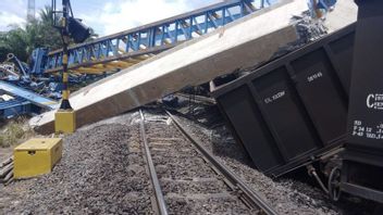 Coal Transport Train Hit By Iron Road Construction Project In Muara Enim, South Sumatra