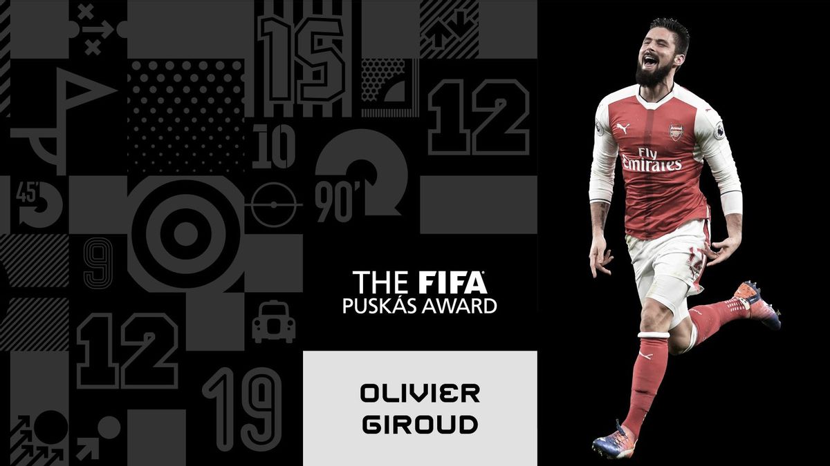 Le but de kala peluche Olivier Giroud a remporté le FIFA Puskas Prix en mémoire d’aujourd’hui, 24 octobre 2017