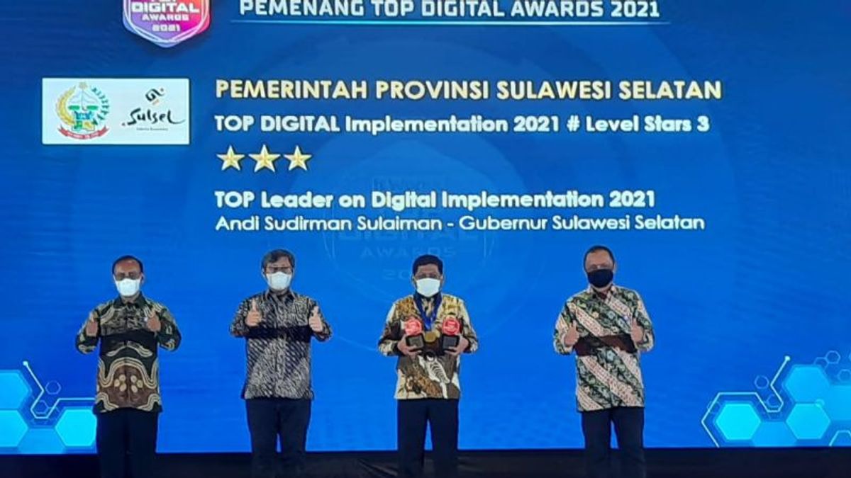 Terapkan Aplikasi Digital dalam Layanan Publik, Pemprov Sulsel Diganjar  Top Digital Award 2021