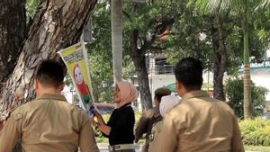 Satpol PP Pekanbaru Tertibkan Poster Caleg di Pohon dan Tiang Listrik