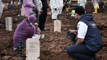 アニス・バスウェダンの哀悼の意は、COVID-19墓地で家族を失って泣く住民を参照してください。