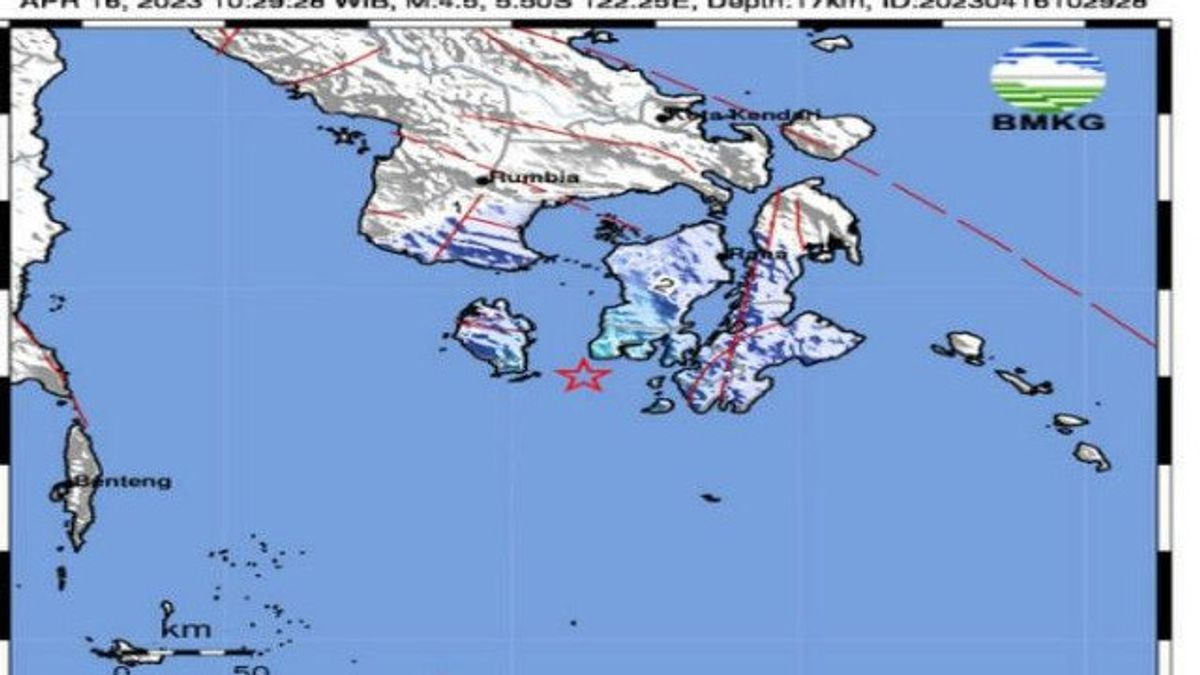 日曜日の午後、スラウェシ島中部ブトンで浅いM 4.5の地震が発生しました