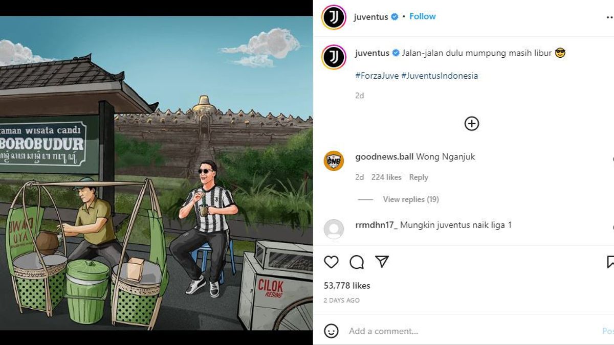 尤文图斯官方Instagram帐户上传婆罗浮屠度假球员在喝酒时的卡通照片，网友：哪个人是管理员？