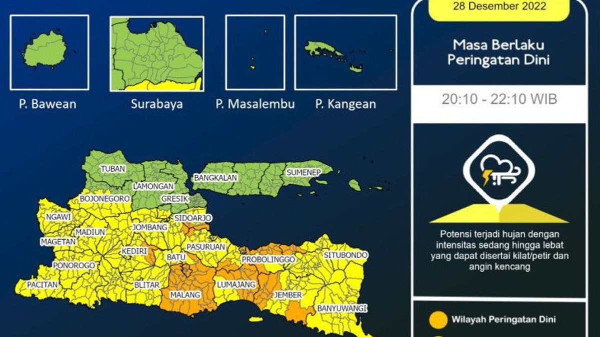 BMKG：东爪哇地区除夕夜可能会下大雨