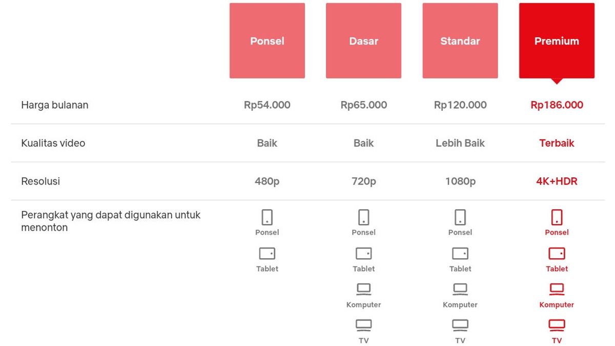 印度尼西亚两个 Netflix 兰根套餐的价格下降，立即查看价格！