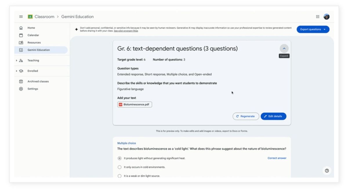 Google Classroom Luncurkan Fitur AI untuk Pertanyaan Langsung Berdasarkan Teks