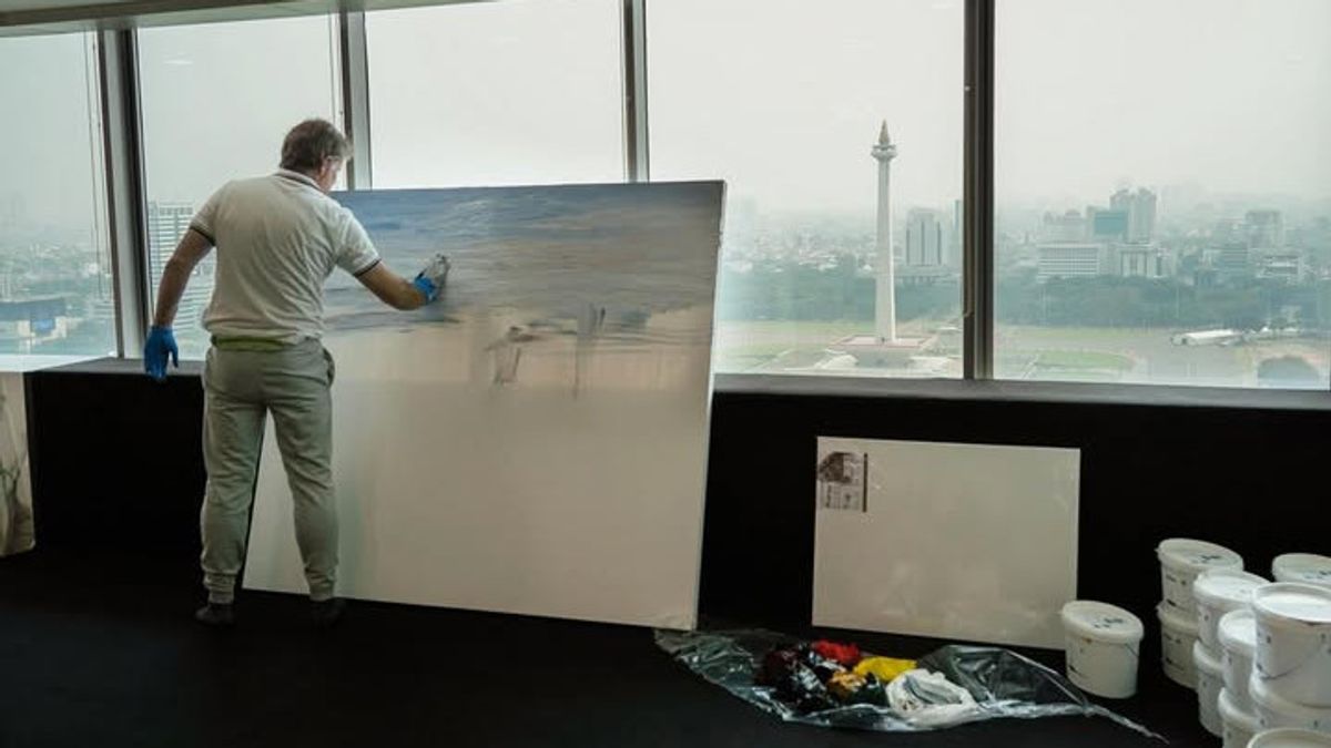  Guru Seni SBY Lukis Monas dari Lantai 23 Gedung Balai Kota, Begini Hasilnya  