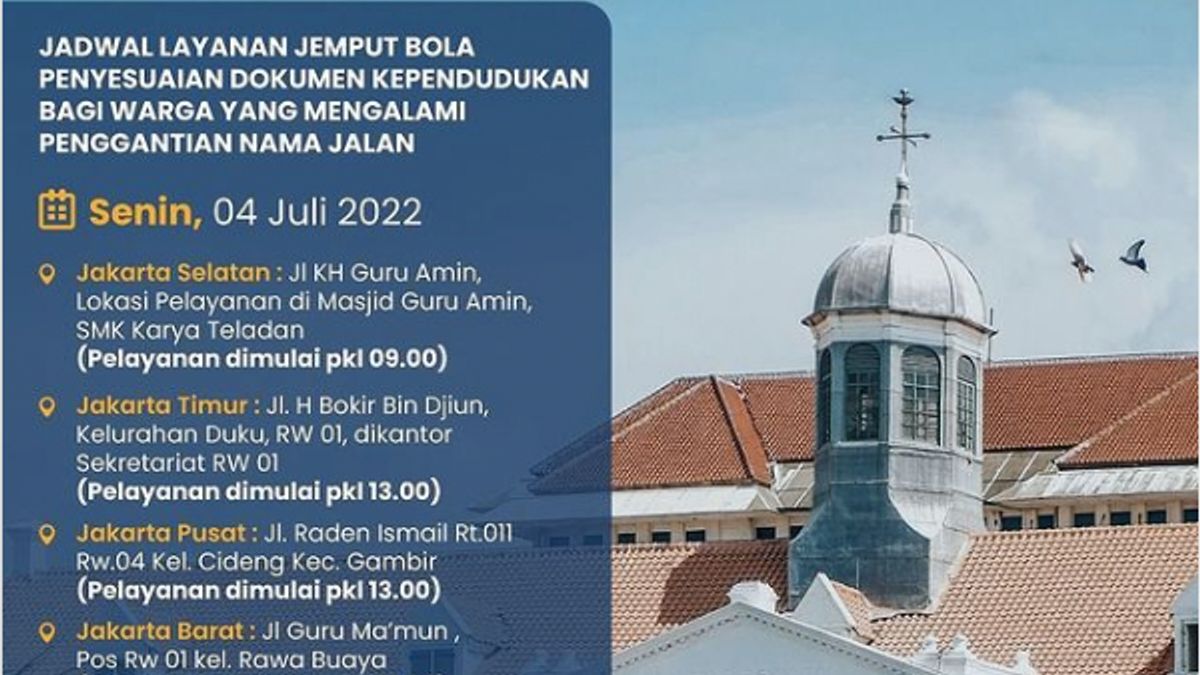 Ini Jadwal Layanan Jemput Bola Perubahan Dokumen Kependudukan Warga Terimbas Perubahan Nama Jalan Jakarta Hari Ini