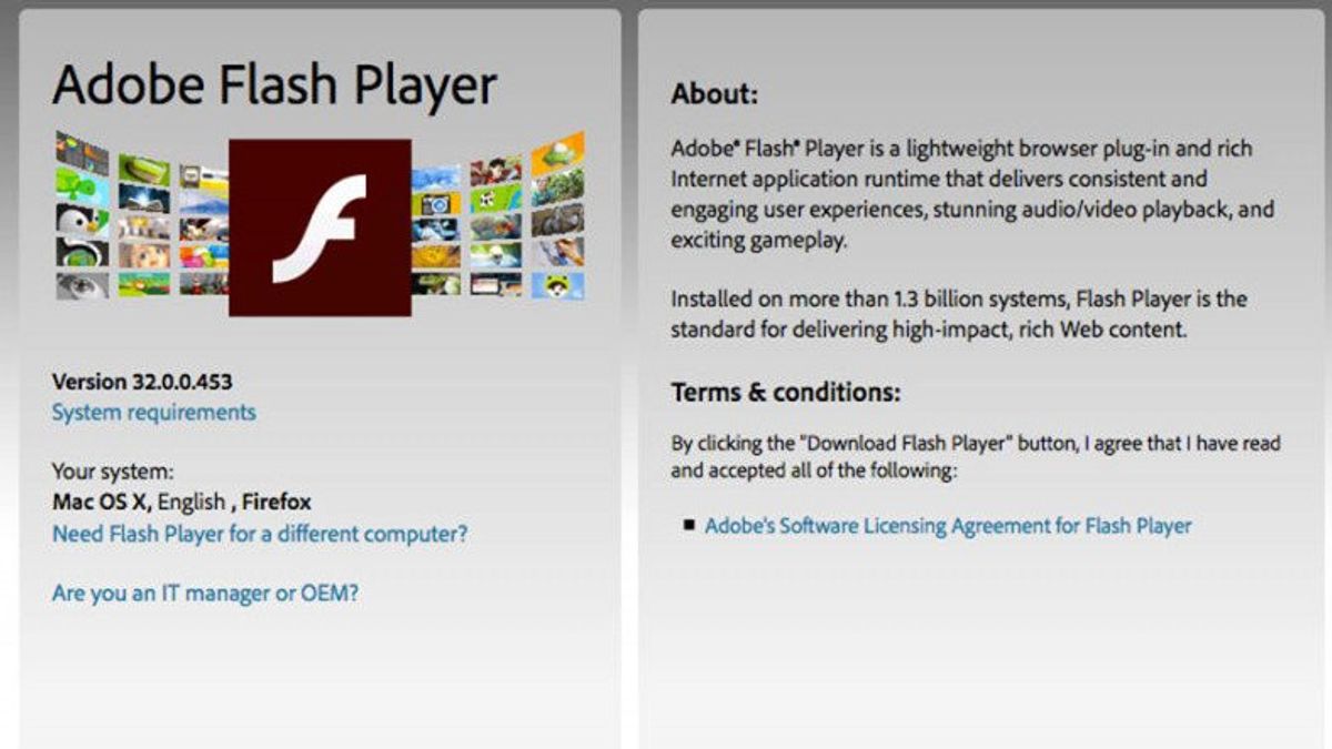 latest version of adobe flash player for mac os x