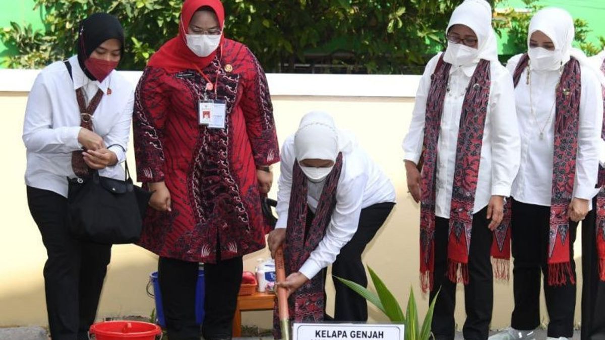First Lady Iriana Jokowi Distributes Basic Food and Plants Trees at Masaran Sragen
