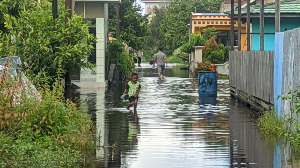 南加里曼丹中部洪水沉降,大雨沉降,45户受灾