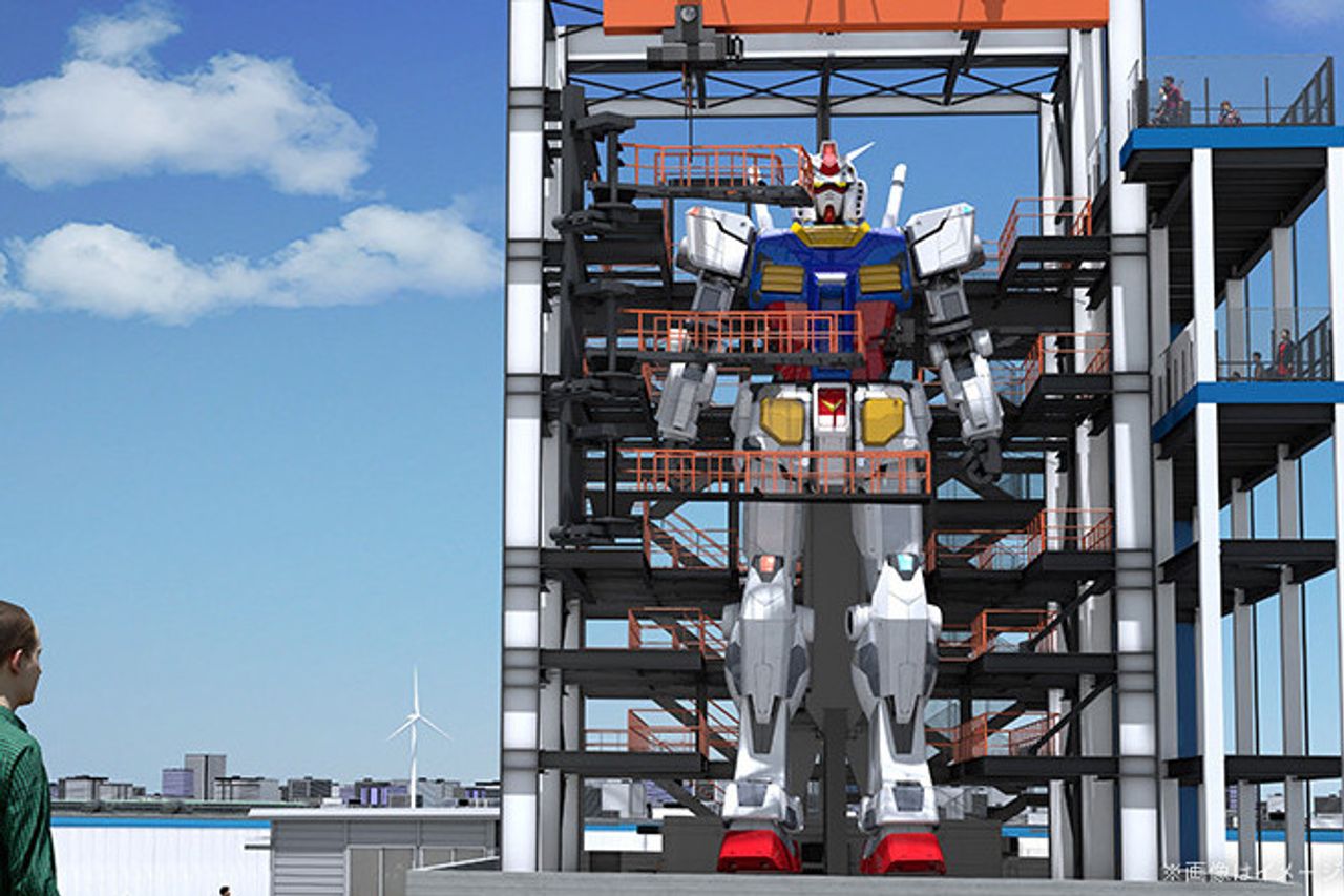 動いているRX-78-2ガンダムロボットの光景