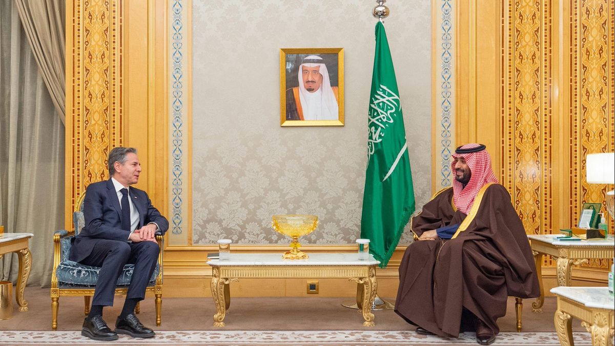 返回中东,美国国务卿安东尼·布林肯会见沙特阿拉伯王储穆罕默德·本·萨勒曼