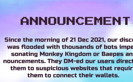 Monkey Kingdom Diretas, Para Pelanggan Terkena Serangan Phising yang Kuras Token SOL