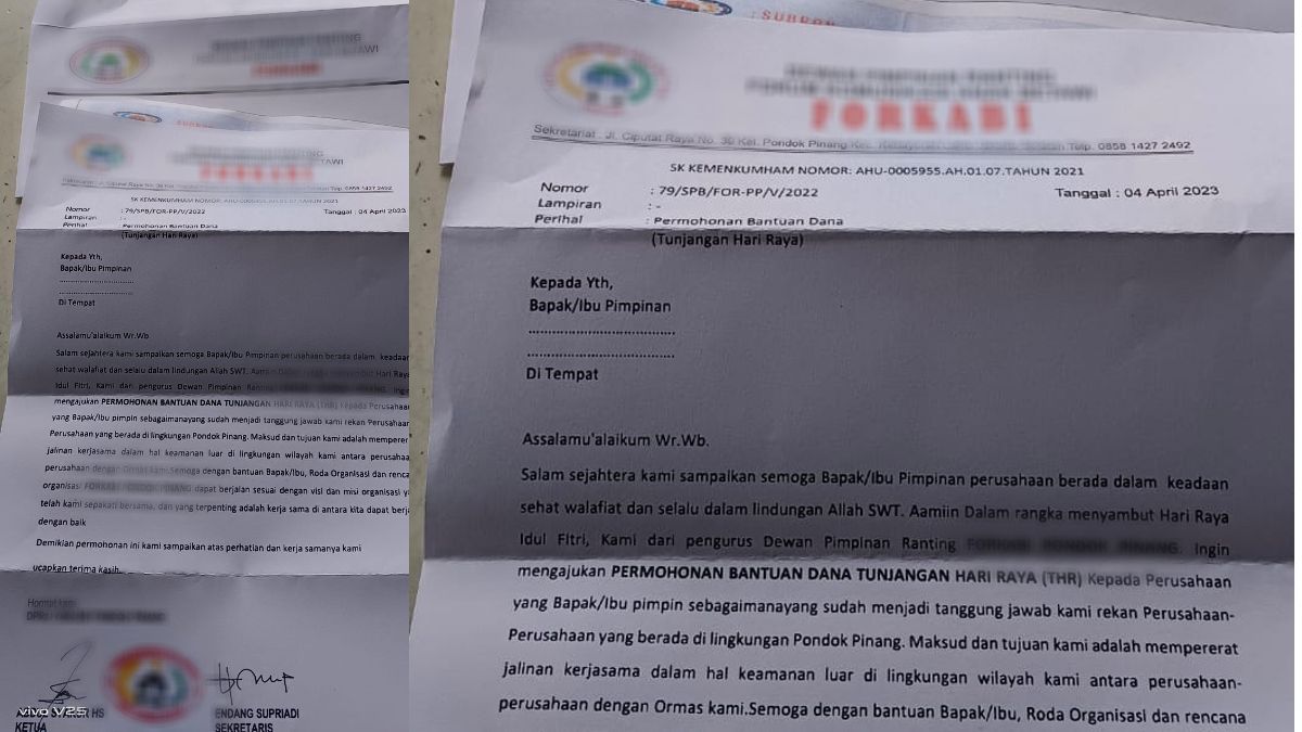 Muncul Surat Ormas Minta THR ke Perusahan di Kebayoran Lama, Polisi Turun Tangan