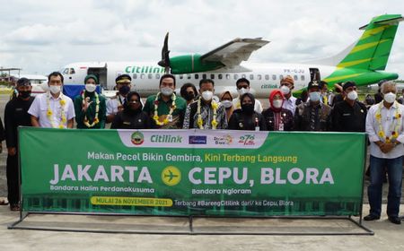 Roda Citilink Mendarat Mulus di Bandara Ngloram, Penanda Dimulainya Jalur Udara Jakarta-Blora