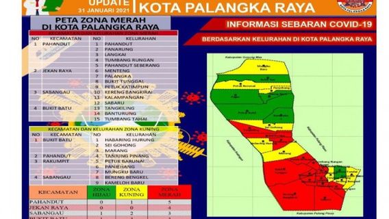 Catat! Masih Ada 15 Kelurahan di Palangka Raya yang Zona Merah COVID-19