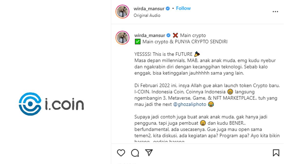 After Anang Hermansyah Made ASIX, Now It's Putri Yusuf Mansur's Turn To Be Ready To Release Crypto I-COIN: Indonesia's Coin