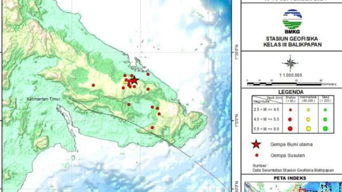 BMKG enregistré 19 répliques dans les conditions du Kalimantan oriental