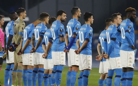 Players of HNK Rijeka acknowledge the fans after the UEFA Europa