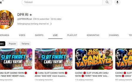 Akun YouTube DPR Diretas, Berubah Jadi Judi Online