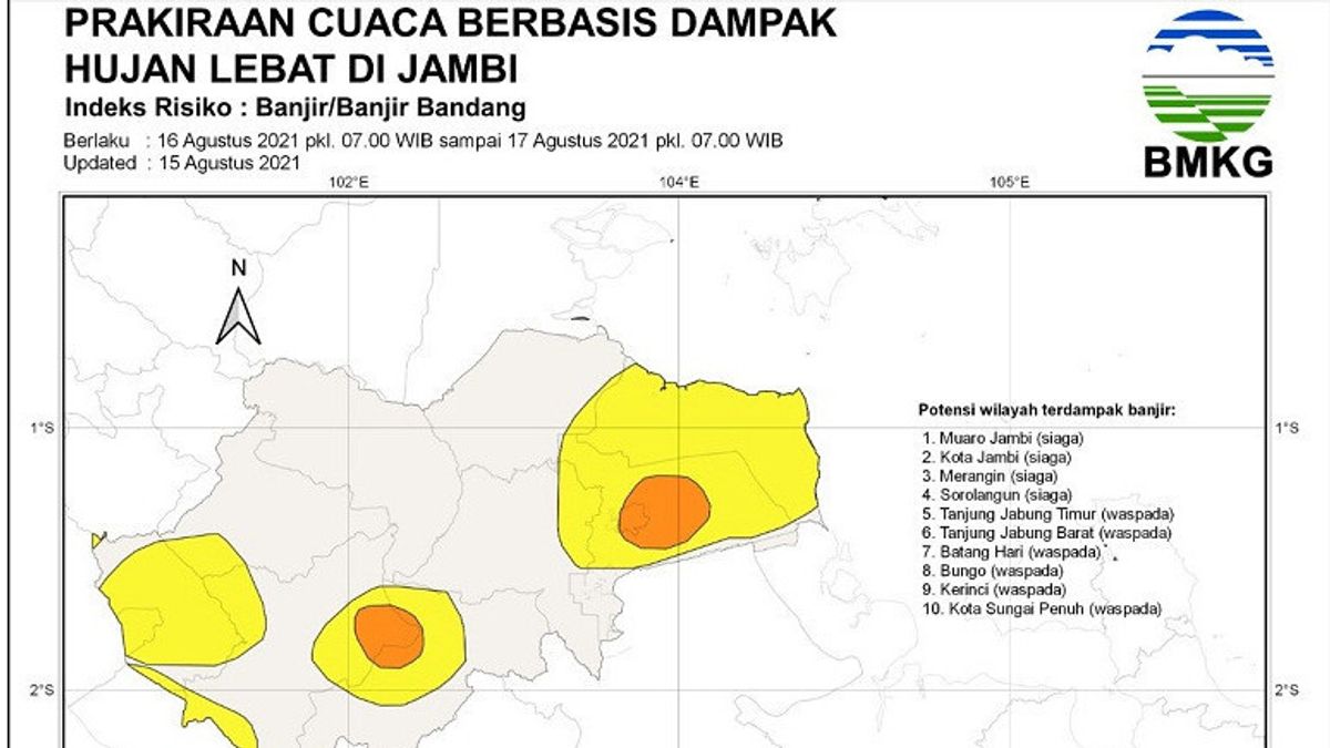 Jambi Community Asked To Be Alert, August 15-19 There Is Potential For Extreme Weather
