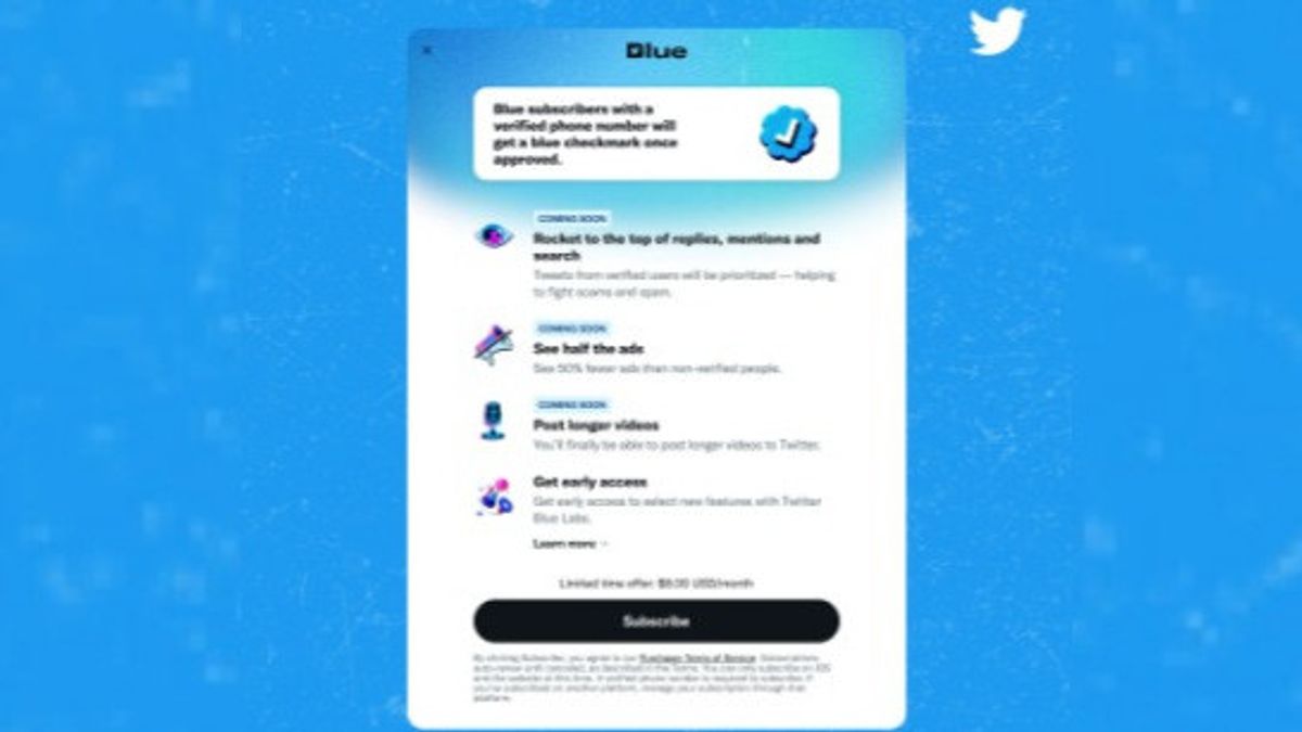 Twitter Luncurkan Kembali Langganan Twitter Blue Mulai Besok!