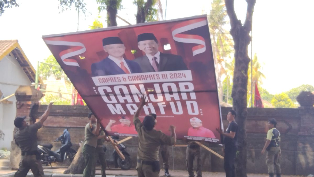 PDIP旗和Baliho Ganjar-Mahfud 在Jokowi Kunker前往巴厘岛时被移除,Kasatpol PP承认由pj州长统治