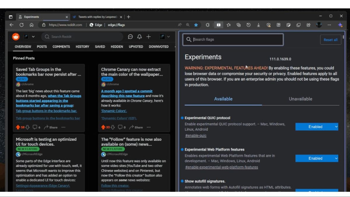 Microsoft Uji Coba Fitur Split-Screen untuk Browser Edge
