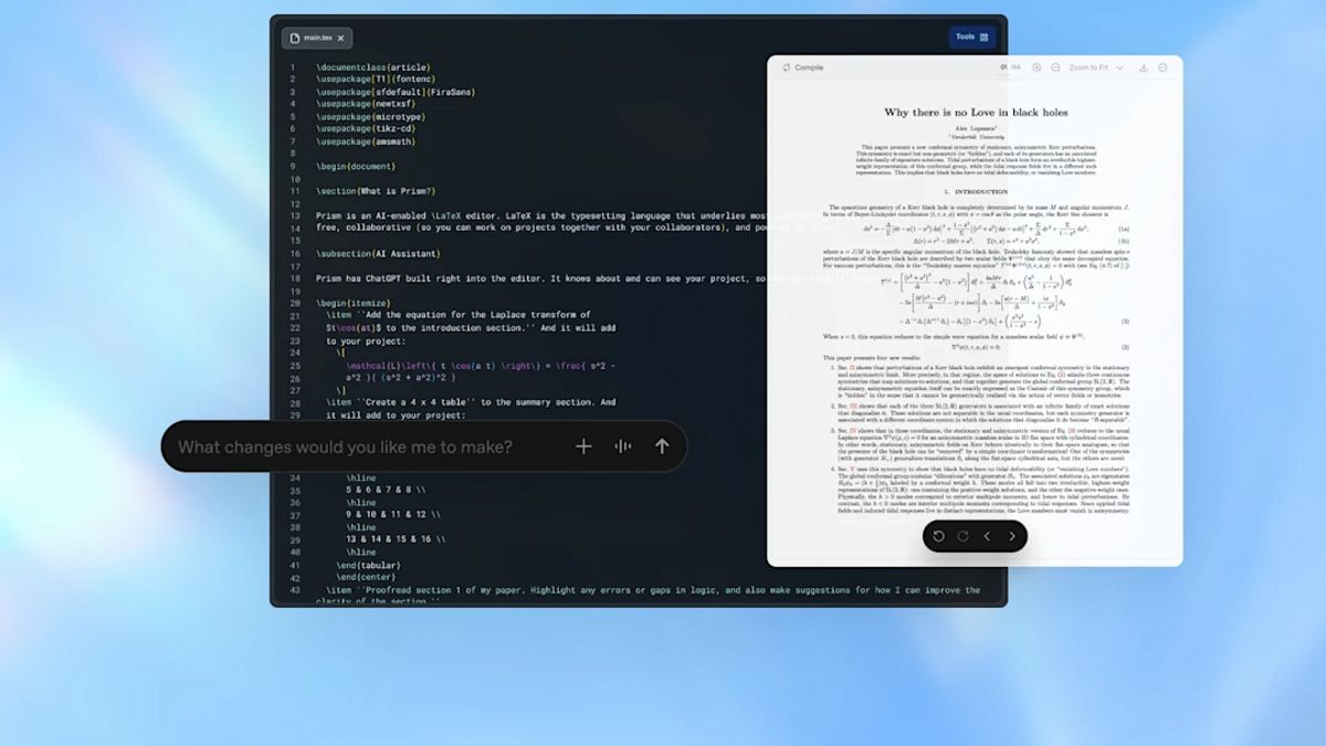 OpenAIは、研究者や科学者向けの無料のAIワークスペースPrismを発表