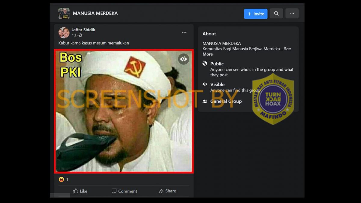 Circulating Photo Of Habib Rizieq Shihab Wearing A Turban With The Hammer And Sickle Logo And Sandals In His Mouth, Check The Facts