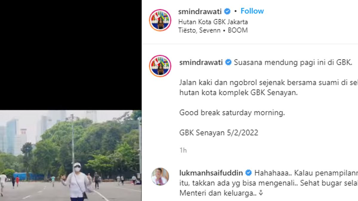 Menkeu Sri Mulyani Olahraga di GBK, Netizen: <i>Di Tengah Kesibukan Kudu Wajib Ya Bu Jaga Olahraga Biar Stamina Kuat</i>