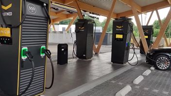 夏季，特斯拉电动汽车充电站在德国提供游泳池