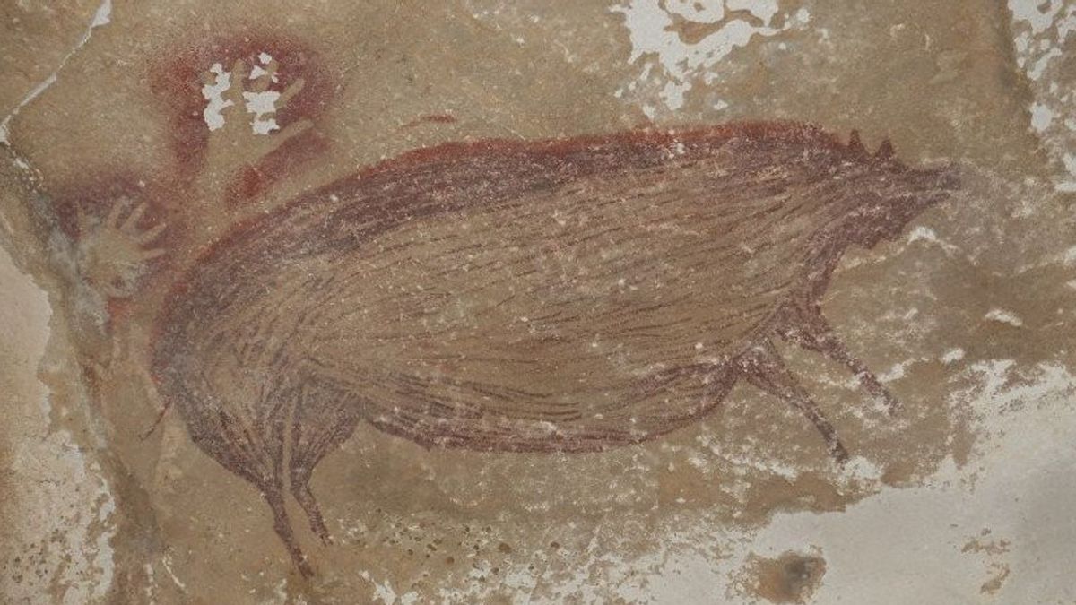 南スラウェシ島のリアンマロス洞窟で発見された約45,500年前の世界最古の比喩絵画