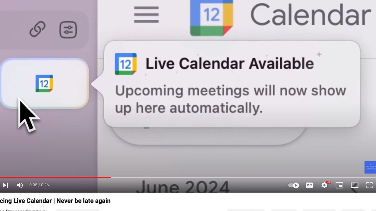 Le navigateur Arc lance une fonctionnalité Live Calendar, une période reculée pour la mémoire des réunions