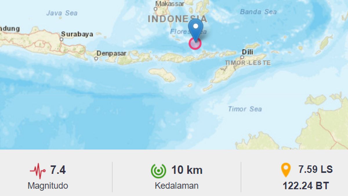 الرقم 2 المناطق في شرق نوسا تينغارا الكشف عن طريق موجات تسونامي في اشارة الى خرائط جوجل