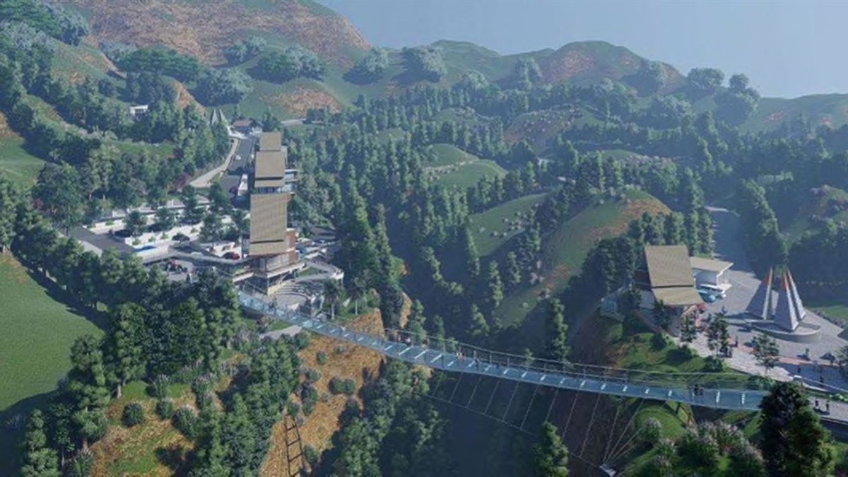 Seruni Point Glass Suspension Bridge Construction Reaches 50 Percent, Targeted For Completion In September 2022