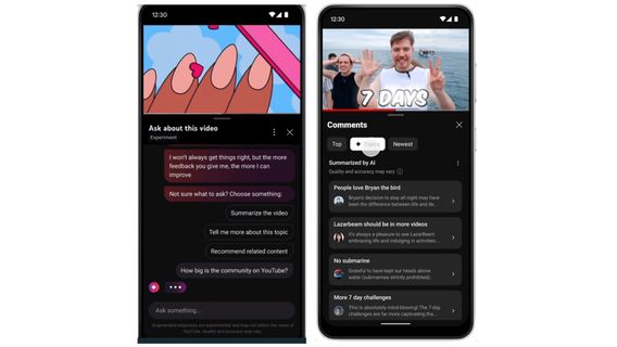 YouTube Uji Coba Fitur untuk Meringkas Komentar dan Chatbot AI